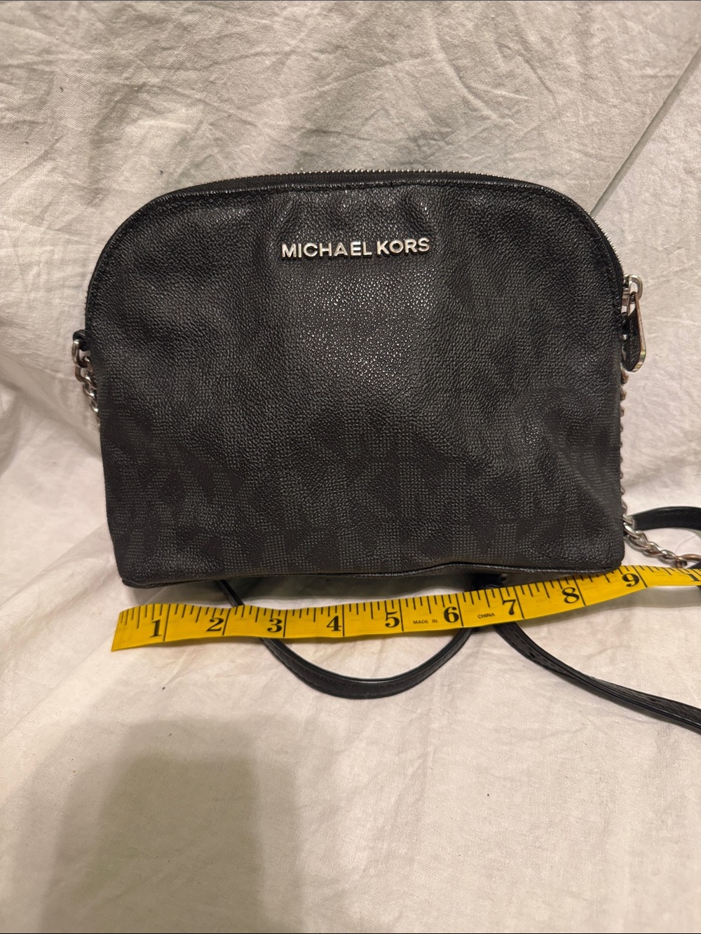 Michael Kors Black Logo-Print Crossbody with Chain Strap